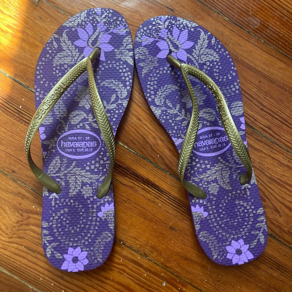 Original Havaianas! Floral Print 2000s flip flops - Size 6
